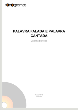 Palavra Falada E Palavra Cantada