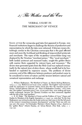Verbal Usury in the Merchant of Venice