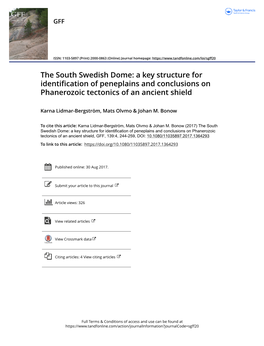 The South Swedish Dome: a Key Structure for Identification of Peneplains and Conclusions on Phanerozoic Tectonics of an Ancient Shield