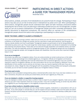 Participating in Direct Actions: a Guide for Transgender People November 2011