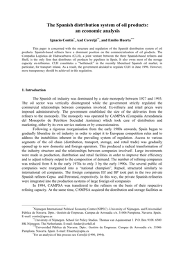 The Spanish Distribution System of Oil Products: an Economic Analysis