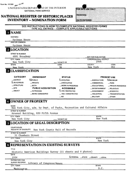 National Register of Historic Places Inventory -- Nomination Form