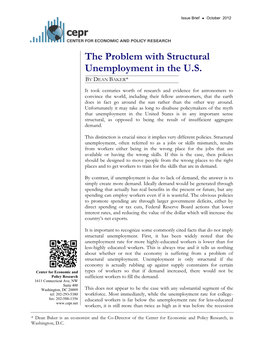 The Problem with Structural Unemployment in the U.S. by DEAN BAKER*