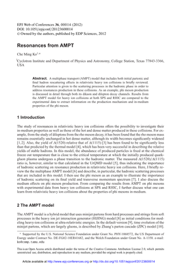 Resonances from AMPT