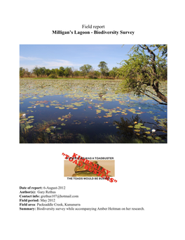 Field Report Milligan's Lagoon