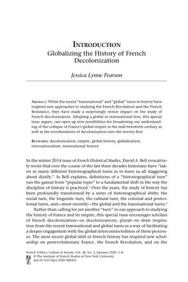 Introduction Globalizing the History of French Decolonization