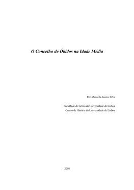 O Concelho De Óbidos Na Idade Média