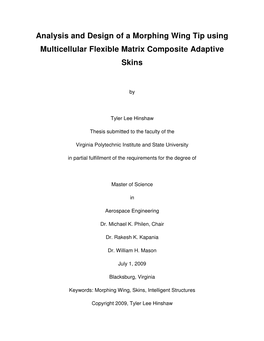 Analysis and Design of a Morphing Wing Tip Using Multicellular Flexible Matrix Composite Adaptive Skins