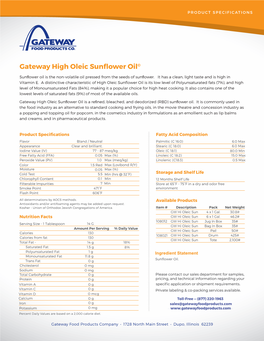 Gateway High Oleic Sunflower Oil©