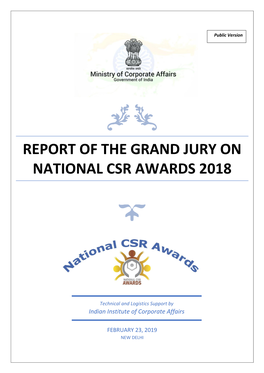 Report of the Grand Jury on National Csr Awards 2018