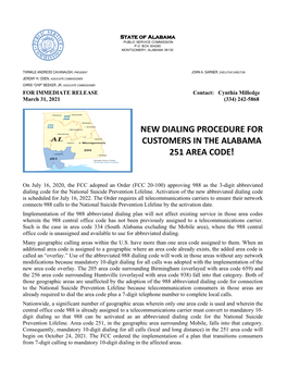State of Alabama Public Service Commission P.O