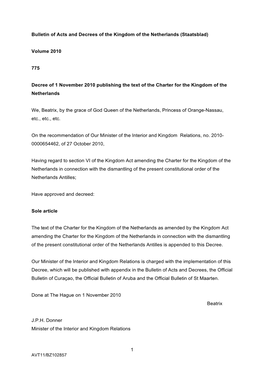 1 Bulletin of Acts and Decrees of the Kingdom of the Netherlands