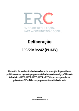 Deliberação ERC/2018/247 (PLU-TV)