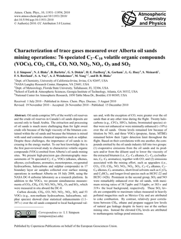 Characterization of Trace Gases Measured Over Alberta Oil Sands
