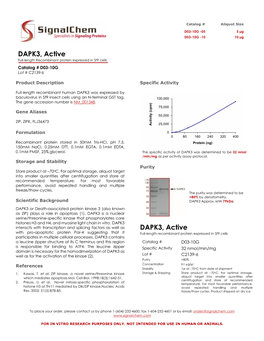 DAPK3, Active Full-Length Recombinant Protein Expressed in Sf9 Cells