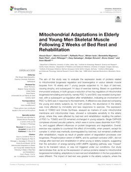 Mitochondrial Adaptations in Elderly and Young Men Skeletal Muscle Following 2 Weeks of Bed Rest and Rehabilitation