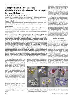 Temperature Effect on Seed Germination in the Genus Leucocoryne (Amaryllidaceae)