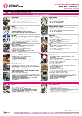 Queensland Museum Loans Regional Kit Schedule