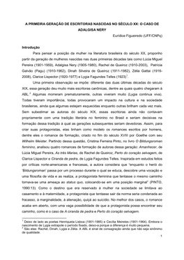 O CASO DE ADALGISA NERY Eurídice Figueiredo (UFF/Cnpq)