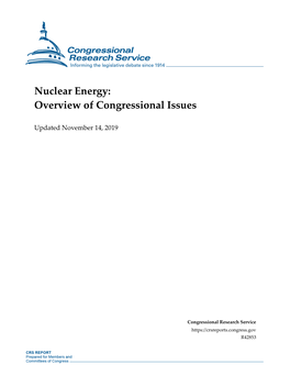 Nuclear Energy: Overview of Congressional Issues