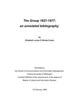 The Group 1927-1977: an Annotated Bibliography