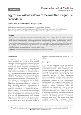 Aggressive Osteoblastoma of the Maxilla-A Diagnostic Conundrum