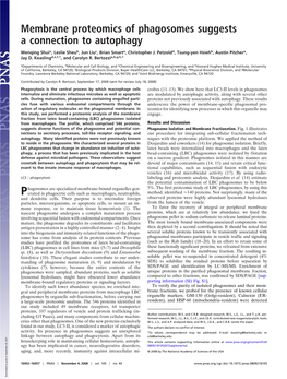 Membrane Proteomics of Phagosomes Suggests a Connection to Autophagy