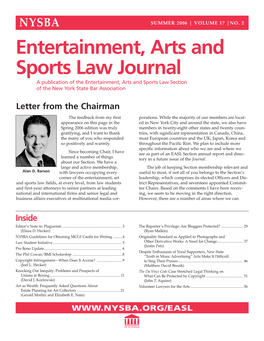 NYSBA Entertainment, Arts and Sports Law Journal | Summer 2006 | Vol