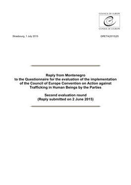 Reply from Montenegro to the Questionnaire for the Evaluation Of