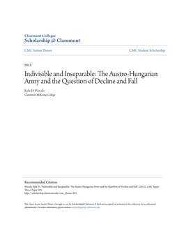 The Austro-Hungarian Army and the Question of Decline and Fall Kyle D