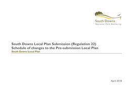 South Downs Local Plan Schedule of Changes (2018)
