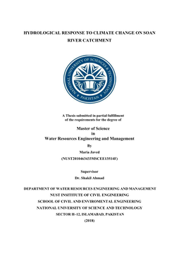 Hydrological Response to Climate Change on Soan River Catchment