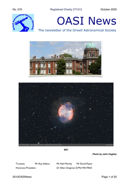 OASI News the Newsletter of the Orwell Astronomical Society