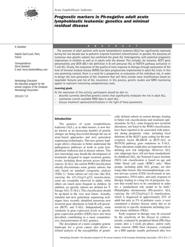 Prognostic Markers in Ph-Negative Adult Acute Lymphoblastic Leukemia: Genetics and Minimal Residual Disease