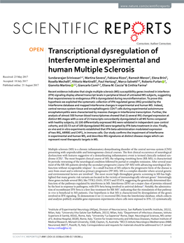 Transcriptional Dysregulation of Interferome in Experimental and Human Multiple Sclerosis