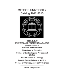 MERCER UNIVERSITY Catalog 2012-2013