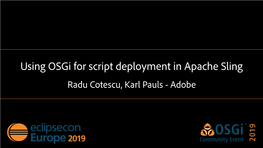 Using Osgi for Script Deployment in Apache Sling