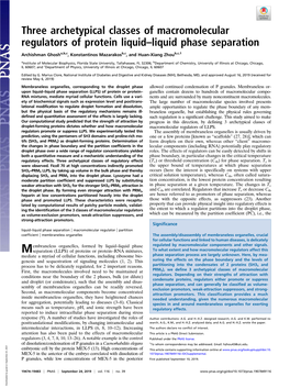 Three Archetypical Classes of Macromolecular Regulators of Protein Liquid–Liquid Phase Separation