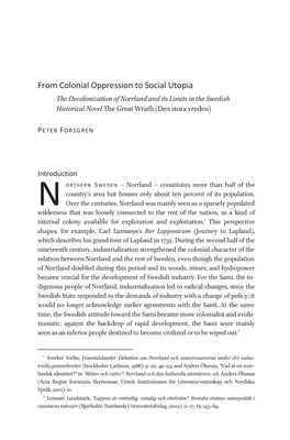 From Colonial Oppression to Social Utopia the Decolonization of Norrland and Its Limits in the Swedish Historical Novel the Great Wrath (Den Stora Vreden)