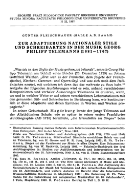 Zur Adaptierung Nationaler Stile Und Schreibarten in Der Musik Georg Philipp Telemanns (1681-1767)