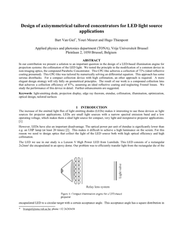 Design of Axisymmetrical Tailored Concentrators for LED Light Source Applications