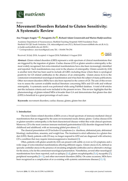 Movement Disorders Related to Gluten Sensitivity: a Systematic Review