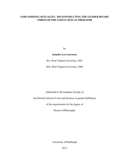 Sade-Omizing Sexuality: Deconstructing the Gender Binary Through the Sadian Sexual Predator