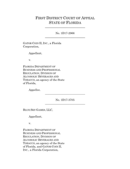 First District Court of Appeal State of Florida ______