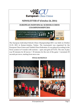 NEWSLETTER 47 (October 24, 2011)