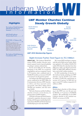 Lutheran World Informationlwi LWF Member Churches Continue Highlights Steady Growth Globally
