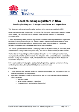 Local Plumbing Regulators in NSW On-Site Plumbing and Drainage Compliance and Inspections