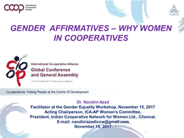 Gender Affirmatives – Why Women in Cooperatives