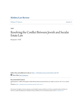 Resolving the Conflict Between Jewish and Secular Estate Law Benjamin C