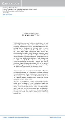 Science Fiction Edited by Gerry Canavan , Eric Carl Link Frontmatter More Information